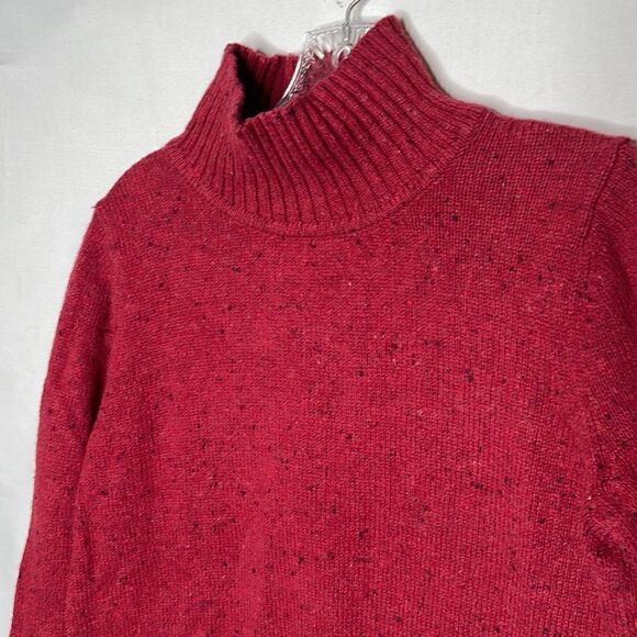 L.L.Bean Red Wool blend Mock Neck Speckled Sweater. Size Small. - Picture 2 of 10